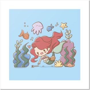 kawaii fan art mermaid Posters and Art